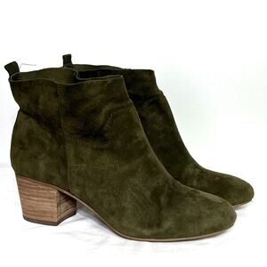 Steve Madden Harber Olive Suede Ankle Bootie Size 7.5 EUC